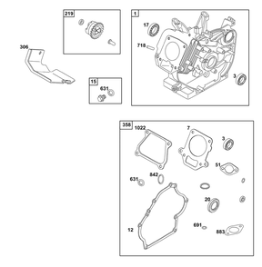 Cylinder Group Diagram and Parts List for 117432-0624-B1  Briggs and Stratton Engine
